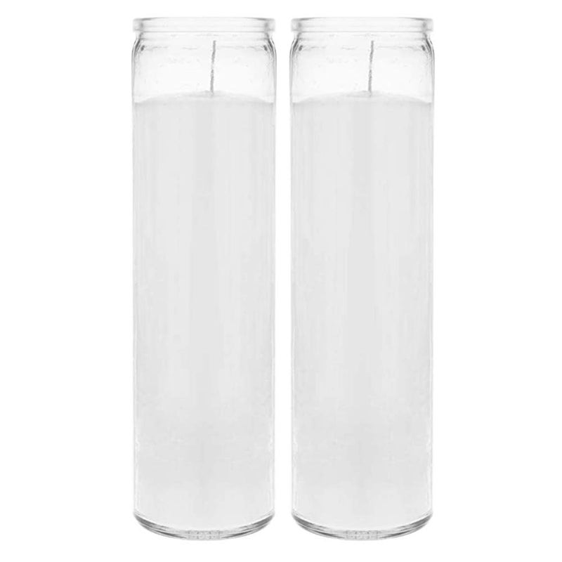 Brilux 2 Classic White Candles in Glass, 8-INCHES Tall - Image 1